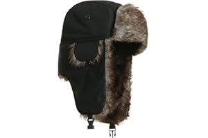 BIDADARY Trapper Ushanka Hat for Men Women, Faux Fur Trooper Hats with Ear Flaps, Windproof Winter Skiing Cap