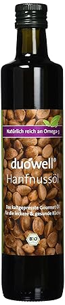 GloboVita GmbH Duowell Hanfnussöl DAS ÖL 500 ml - Bio Hanföl kaltgepresst, nativ, Omega-3 reich