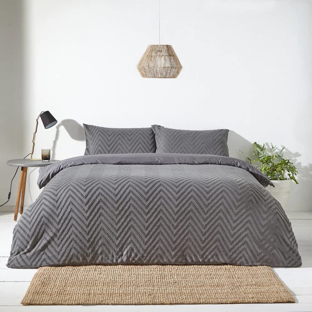 furn. Yard Chevron Tuft Duvet Cover Set - King - Charcoal