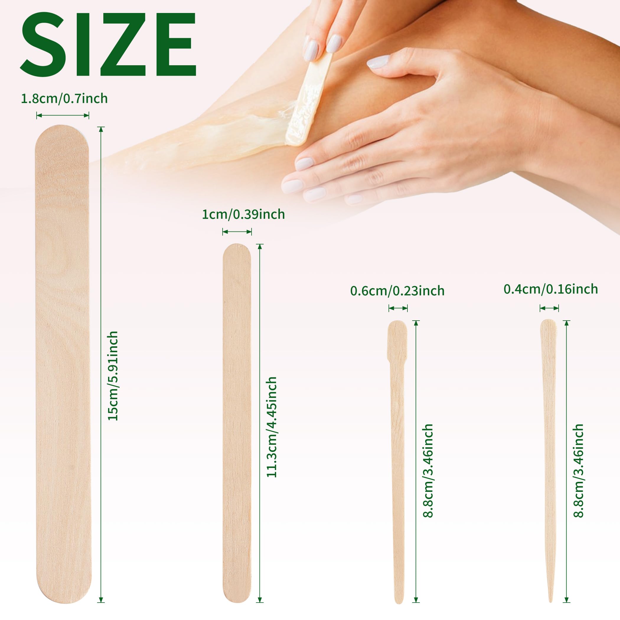 1000Pcs Waxing Sticks - 4 Style Assorted Wood Wax Sticks for Body Face Hair Removal, Eyebrow Lip Nose Small Waxing Applicator Sticks, Wax Spatula Applicator Wooden Craft Sticks