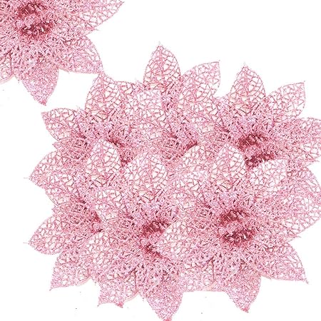 Stella Di Natale Rosa.Fabseller Stella Di Natale Artificiale Cava Con Brillantini Da 8cm Per Albero Di Natale Corone Ghirlande Decorazioni Natalizie 20 Pezzi Plastica Rosa Diameter 8cm Amazon It Casa E Cucina