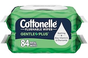 Cottonelle GentlePlus Flushable Wet Wipes with Aloe & Vitamin E - 2 Flip-Top Packs, 84 Total Flushable Wipes