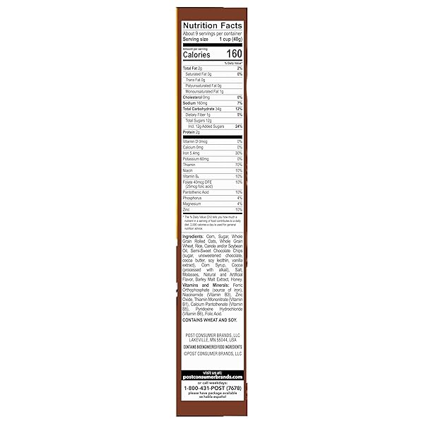 HONEY BUNCHES OF OATS CHOCOLATE, MADE WITH WHOLE GRAIN CEREAL, BREAKFAST CEREAL, 12OZ BOX (PACK OF 1)