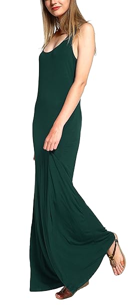 Urban GoCo Damen Ärmellos Langes Top Stretch Maxi Kleid