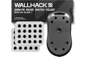 Wallhack UHMW-PE Dot Silent Mouse Skates | Premium Universal Skates for Gaming Mice | Ultra-Smooth Glide on Cloth & Glass Pads | Customize Speed & Control | Fast, Easy to Apply | Black 7mm x 7mm