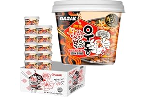 GARAK Hot Chicken Flavor Udon Bowl, Stier fried, Spicy, Microwavable Instant noodles 215g/7.58oz (pack of 12)