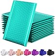 GSSSUSA Bubble Mailers 4x8 Inch 50 Pack Padded Envelopes Usable Size 4x7 Inch Shipping Envelopes Self Seal Small Packaging Shipping Bags for Mailing Jewelry, Small Business, Teal