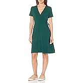Amazon Essentials Women's Short Sleeve Faux-Wrap Dress