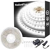 RadiantFlux White Led Strip Lights, Dimmable LED Lights Strip, 50Ft 900Leds, Super Bright LED Tape Lights for Living Room, Bedroom, Kitchen, Vanity Mirro,Flexible LED Light Strips for Indoor Use