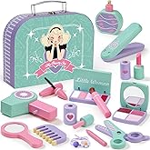 Toyssa Wooden Pretend Makeup for Toddlers 3-5, Kids Makeup Sets for Girls 3-4 with Storage Box, Princess Pretend Play Beauty Salon Toys Kits, Christmas Birthday Gifts for Girls Toys Aged 3 4 5 6 7