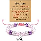 Daughter Gifts from Mom Dad Beaded Bracelet Best Daughters Ever Gifts Christmas Birthday Wedding Mothers Day Graduation Valentines Day Gift for Adults Daughter-in-Law Bonus Step Jewelry Bracelet