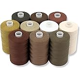 BlesSew Sewing Thread in Brown Color Tones - 10 Spools of Polyester Thread for Sewing Machine for Beginners, Hand Stitching &amp; Quilting - 1000 yds Per Spool