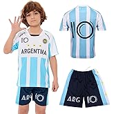 Soccer Jersey Kids #10 National Team Boys&Girls Soccer Shorts Youth Football Practice Jersey/Shirt Set Gift for Soccer Fans