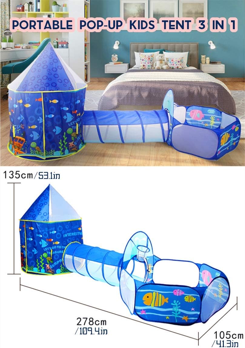 Benebomo Children’s Pop Up Play Tent house and Tunnel,SetFoldable 3in