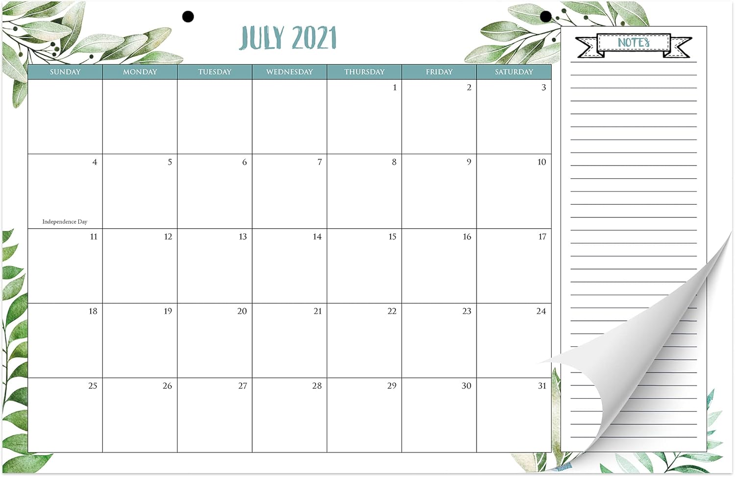 Aesthetic Greenery Desk Calendar 17"x11" - Desktop/Wall Calendar for Easy Planning - Runs from January 2021 until July 2022 : Office Products