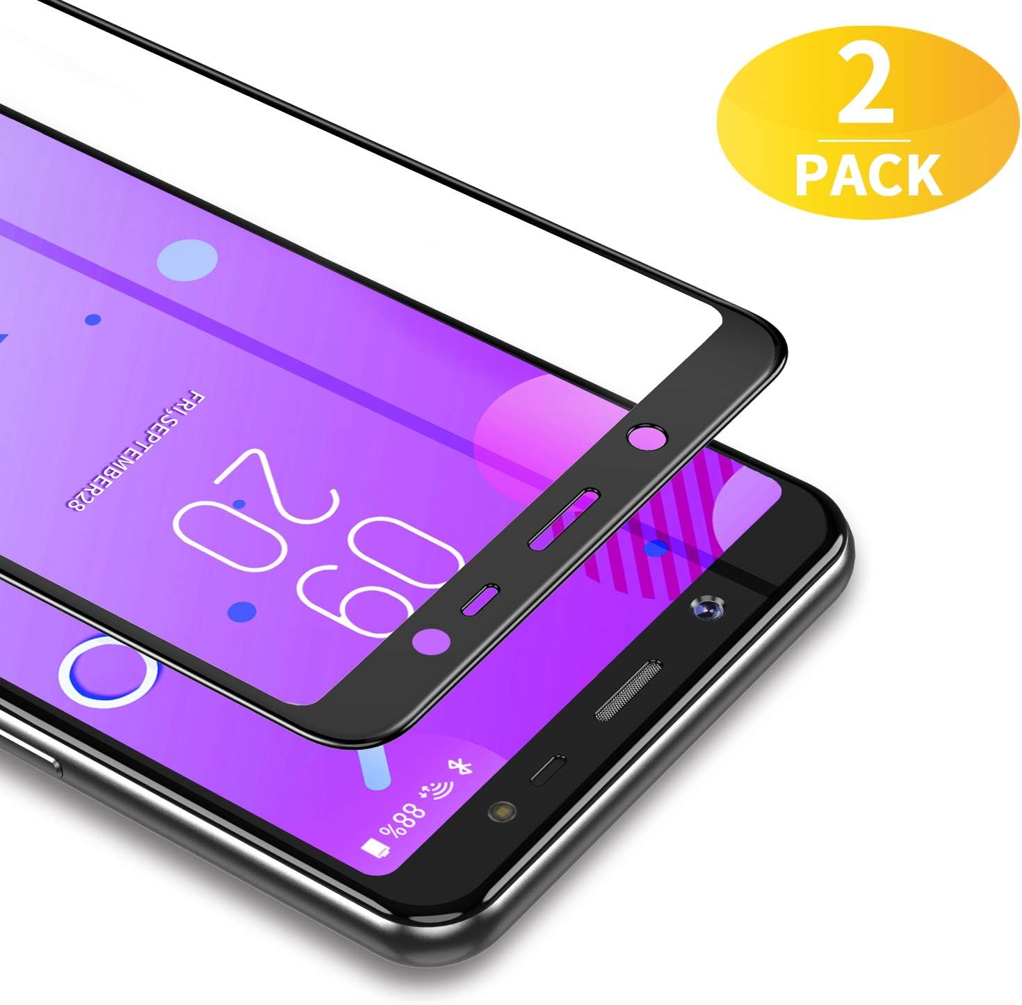 BANNIO Tempered Glass Screen Protector Compatible for Samsung Galaxy J6 2018, Full Sreen Tempered Glass Screen Protector Compatible for Samsung Galaxy J6 2018