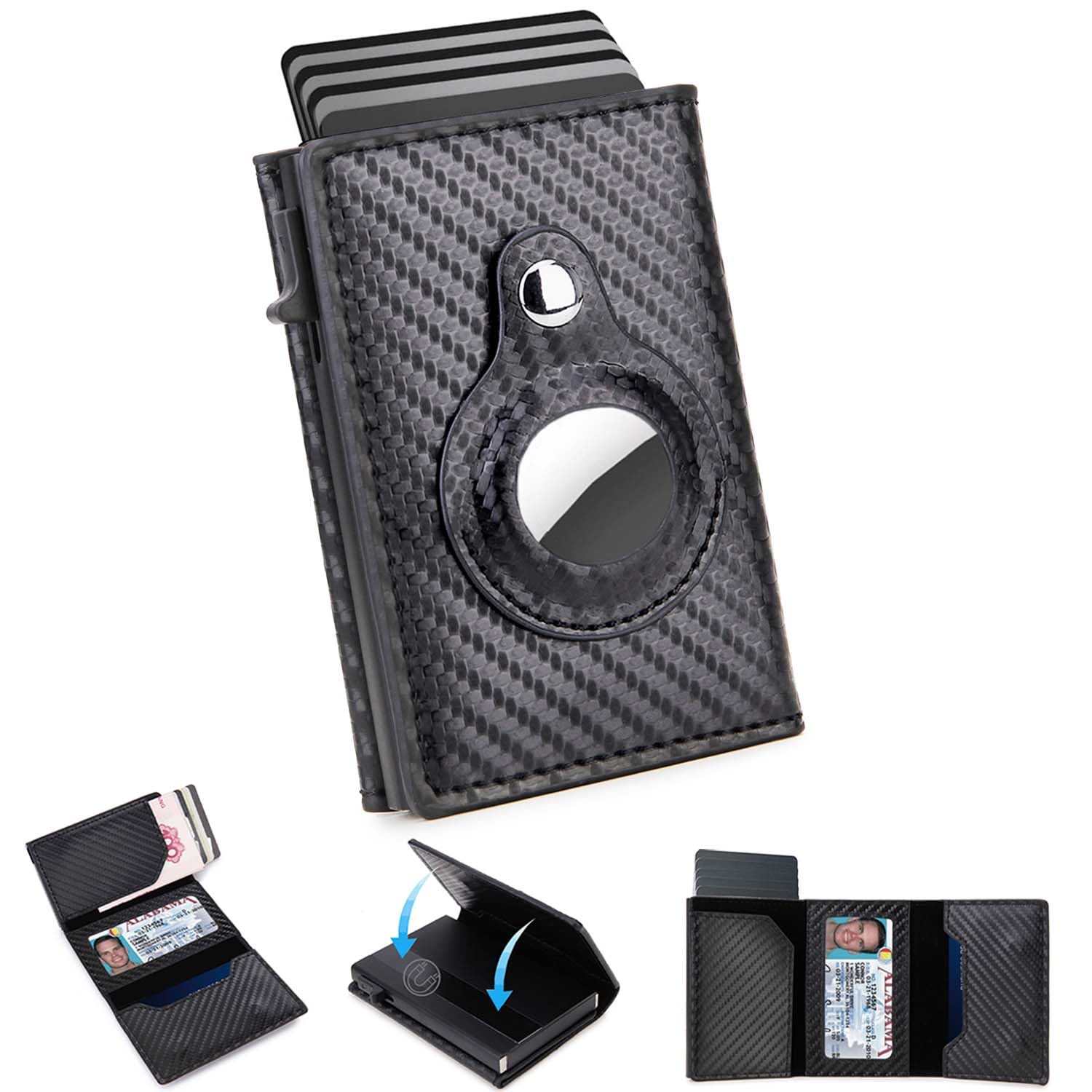 Photo 1 of *USED*
DIENQI AirTag Wallet for Men: Pop Up Bank Credit Card Holder for Apple AirTag, Magnetic Smart Wallet With Airtag Holder, RFID Blocking, 9 Cards Capacitiy | ID Window | Cash Slot | (Carbon Black)