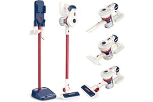 COOLFOX Kids Vacuum That Really Works - Realistic 3-in-1 Vacuum Cleaner Toy for Toddler Cordless Home Cleaning Toy, Housekeeping Keeping for Children Age 3 4 5 6 Years Old Present for Boy Girl Birthday