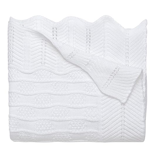 Elegant Baby Premium 100 Cotton Knit Blanket, White