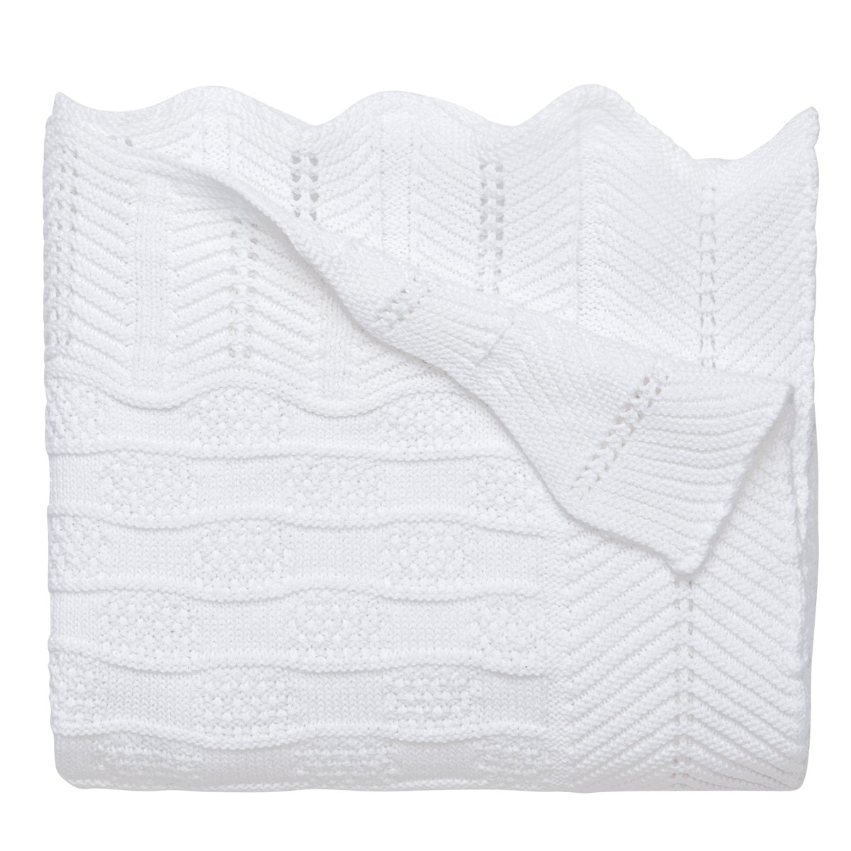 Elegant Baby Premium 100 Cotton Knit Blanket, White Texture Knit, 30
