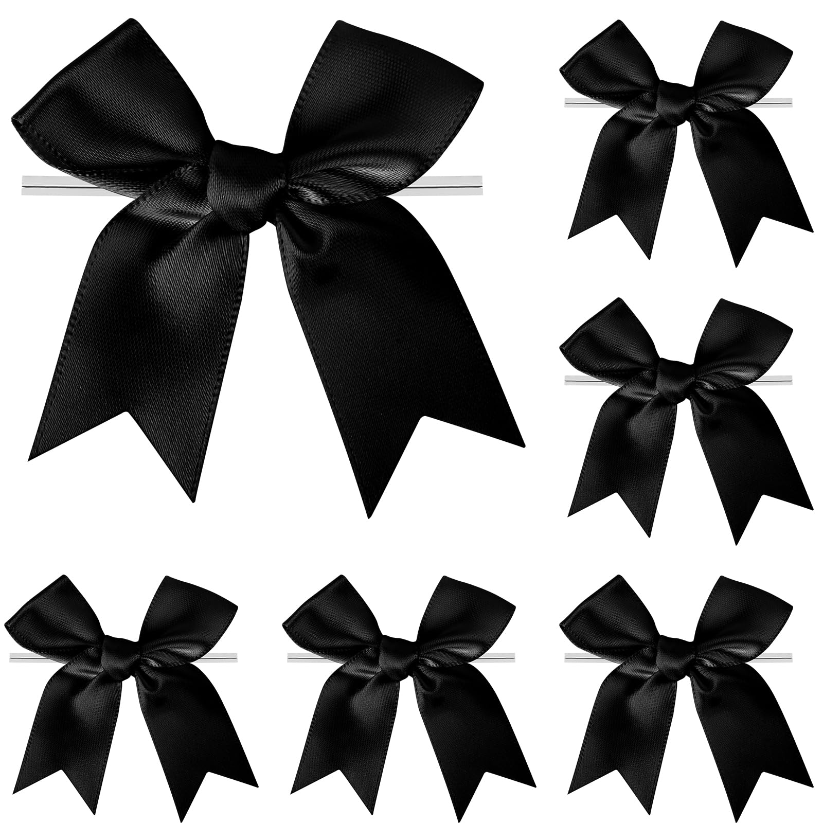 Photo 1 of Twist Tie Bows, Satin Ribbon Bows - 3 Inches, 50-Pack for Treat Bags Gift Wrapping Basket Crafts Wedding Baby Shower Birthday Christmas Party Decorations (Black)