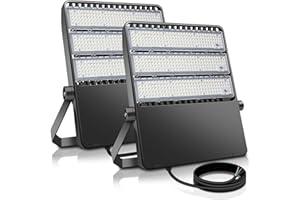 BIRITALO 52200LM LED Stadium Flood Light Commercial Eqv 2400W Super Bright 145LM/W 5500K 360W LED Arena Light Outdoor 85-277V IP65 Waterproof Backyard Wall Yoke Mount Fixture 2 Pack