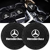 Generic Car Cup Holder Coaster for Mercedes-Benz A-Class C-Class CLA CLS AMG GLC GLE GLS Recessed Silicone Non-Slip Car Interior Accessories Drink Coaster 2.76in 2PC Black