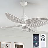 LVYEAYOU 52" Tropical Ceiling Fans with Lights, Indoor Palm Leaf Ceiling Fan with Light and Remote for Living Room Bedroom, A