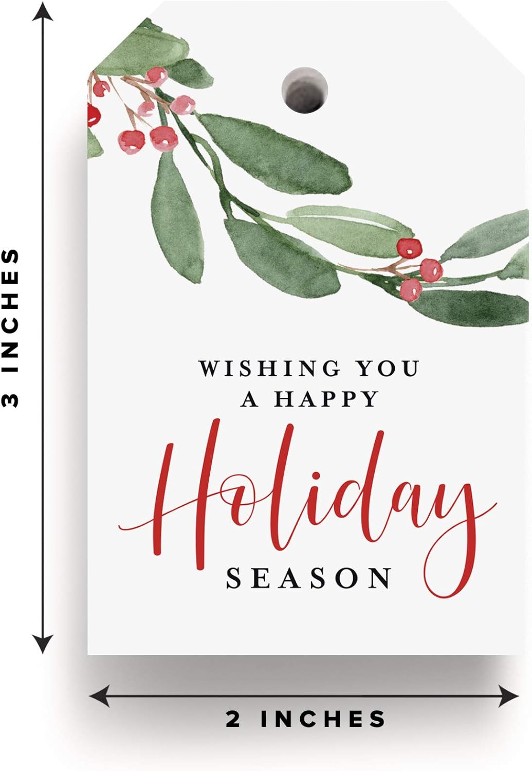 Bliss Collections Holiday Season Gift and Favor Tags, Pack of 50 Holly Greenery Cards for 'Tis The Season Events, Parties and Celebrations - Great for Seasonal Favors : Office Products