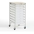 Amazon.com: SunnyPoint Wooden Top Compact Rolling Storage 8 Drawers ...