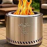 YEFU Fire Pit with Removable Ash-Pan: Smokeless Firepit 304 Stainless Steel Material - Outdoor Fire Pit Silver 19 inch - Smok