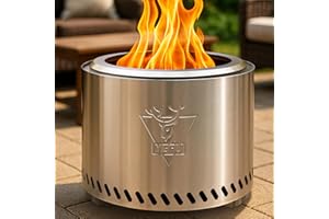 YEFU Fire Pit with Removable Ash-Pan: Smokeless Firepit 304 Stainless Steel Material - Outdoor Fire Pit Silver 19 inch - Smokeless Firepit for Outside Outdoor Patio Camping Backyard