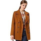 Allegra K Women's Winter Coats Long Sleeve Lapel Mid-thigh Outerwear Double Breasted Pea Coat