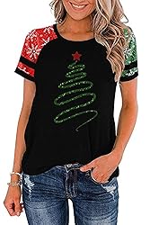 Ovazly Christmas Shirt for Women Raglan Sleeve