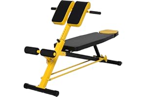 Soozier Adjustable Hyper Extension Dumbbell Weight Bench, Foam Leg Holders, Exercise Abs, Arms, Core, Strength Workout Station for Home Gym