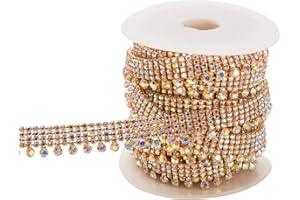 KAOYOO 1 Yard Tassel Crystal Rhinestone with Copper Beads Chain Trim for Embellishments,Sewing（AB)