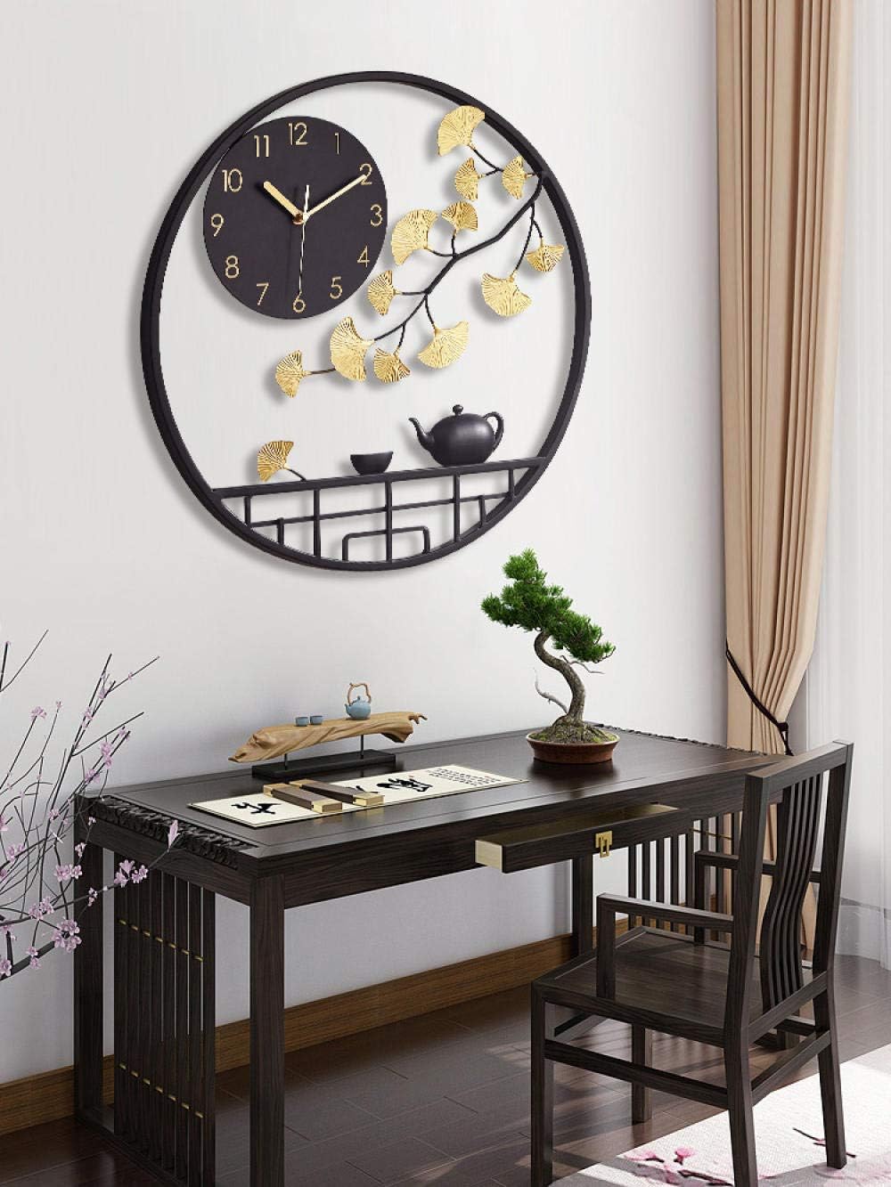 ZHANGDAWEI New Chinese clock art deco wall clocks 20 inches or more_99043S ginkgo teapot wall clock trumpet