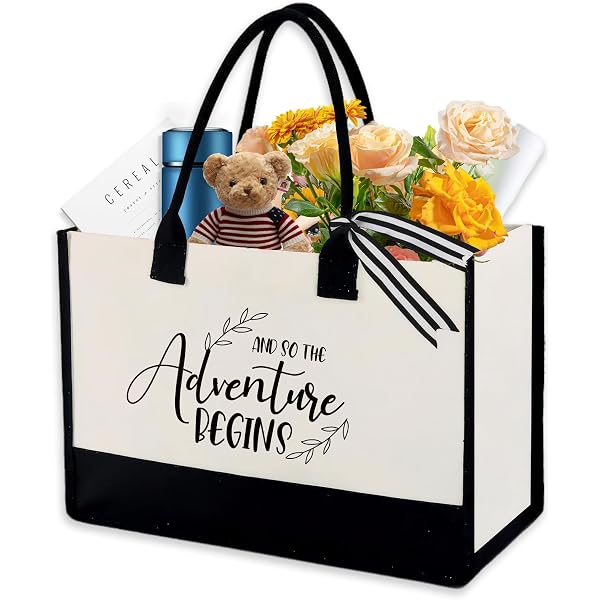 "And So The Adventure Begins" Canvas Tote Bag - Large Cotton Reusable Bag For Women, Picnic, Shopping - View #6