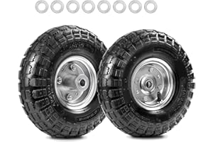 LTNICER 10"Pneumatic Air Tires 4.10/3.50-4" Heavy-Duty Replacement Tire and Wheel 5/8" Axle Bore Hole 1-3/4" Hub Compatible with Gorilla Carts Hand Truck Generator Lawn Mower(2 Pack)