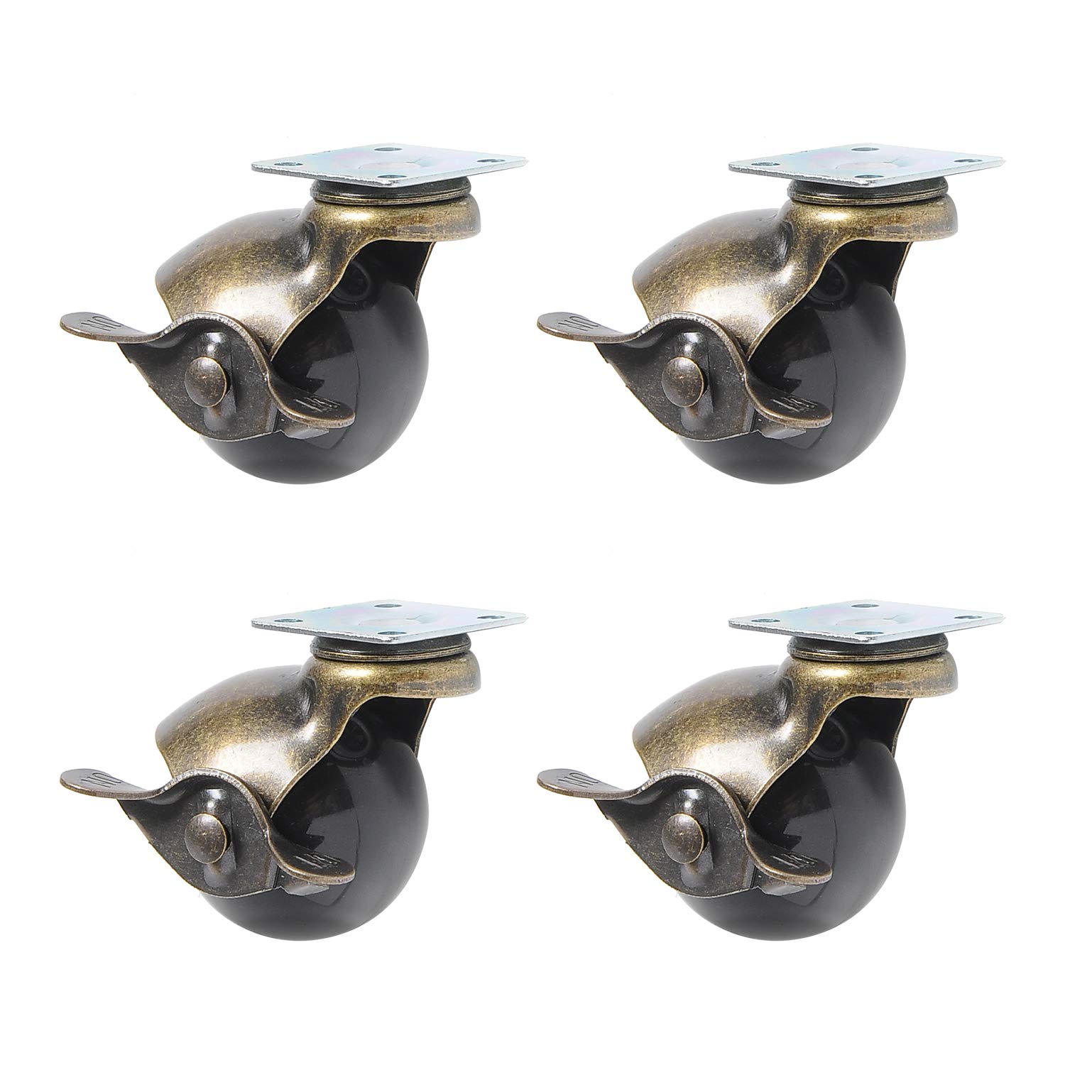 Anyke 1.5 Wheels for Furniture Swivel Small Ball Casters with Top Plate Set of 4 Screws Included
