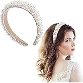 Sndperiexam 1Pc Cute Pearl dainty Headbands, Bling Faux Pearls Hairbands, Wedding Hair Accessories Hair Hoop Headband for Wedding Party