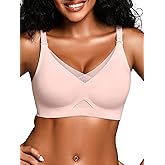Wireless Bras for Women No Underwire, Seamless V Neck Mesh Bralette, Everyday Full Coverage Comfortable Bra