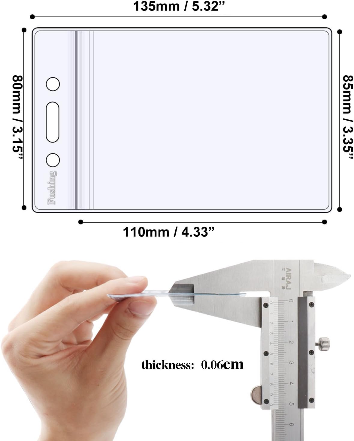 Fushing Pack of 50 Clear Plastic Vertical Badge Holders, Name Tag Holders, Card Holders (L) : Office Products