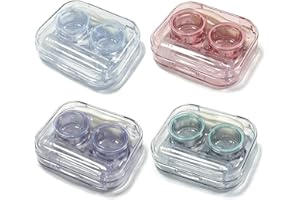 Howinn Contact Lens Case, Travel Size Flip Top Cute Colored Contact Lenses Applicator Removal Tool Kit with Solution Bottle for Daily Outdoor (4 Pack)