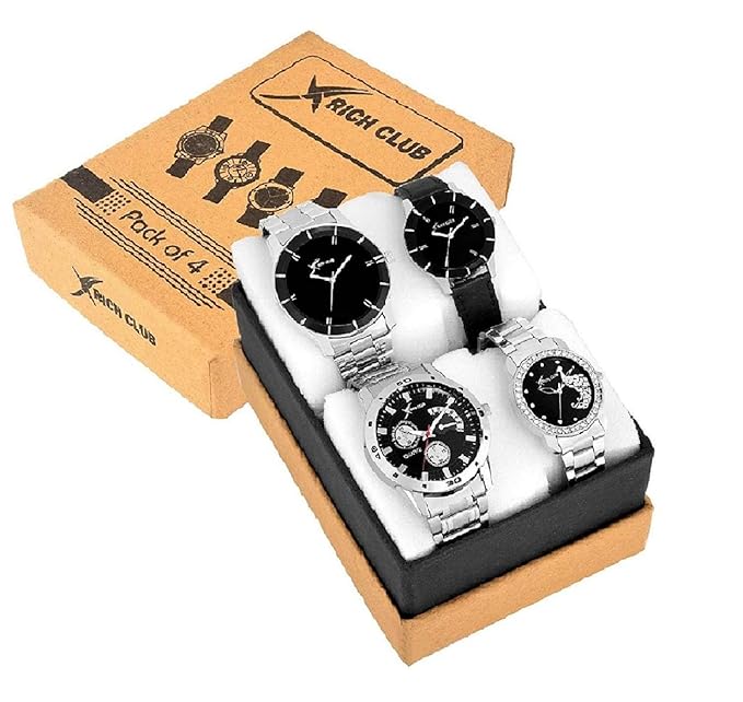 Rich Club Analogue Multicolour Dial Men's and Women's Couple Watch - Combo of 4