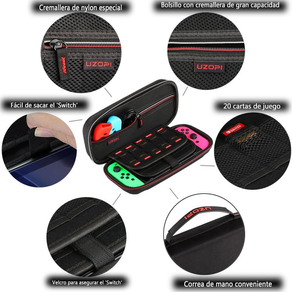 Funda para Nintendo Switch, VOOKI Estuche Portátil Transporte/Viaje Protection Apto para Nintendo Switch, Accesorios Oficiales 20 Bolsillos Pequeños