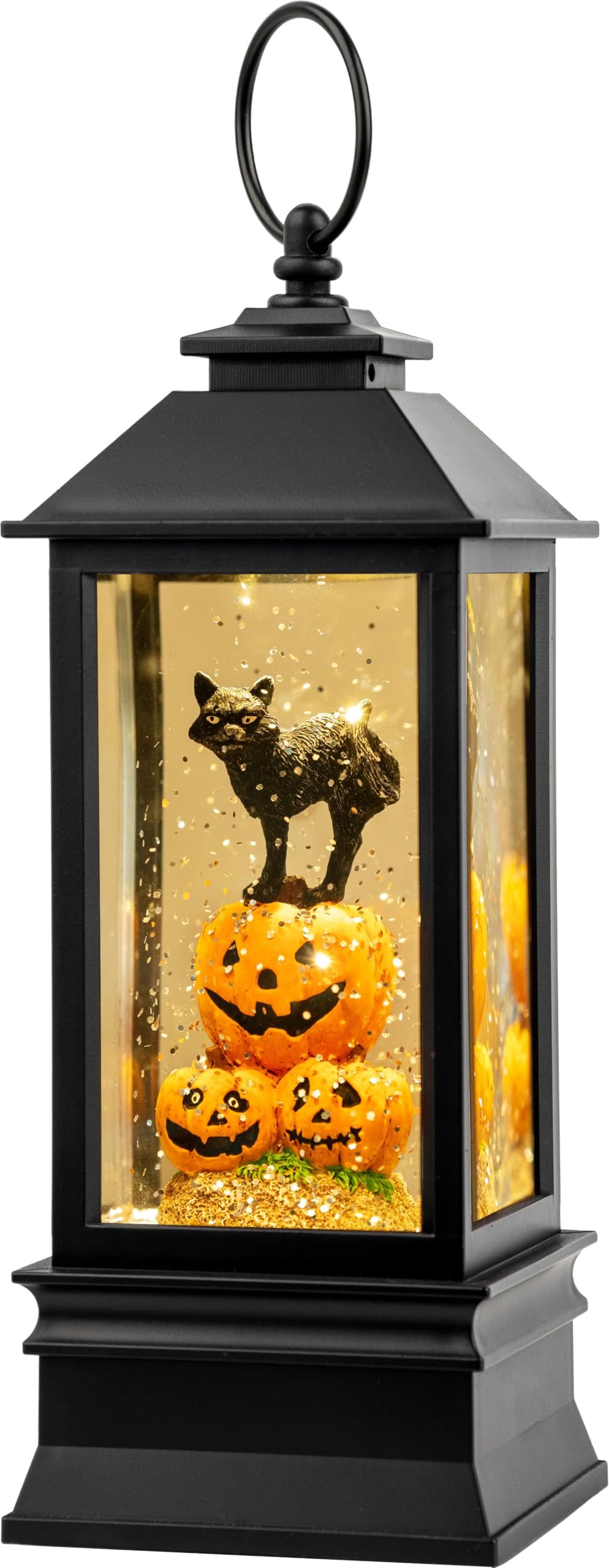 Photo 1 of 10'' Halloween Snow Globe Lantern Lighted Musical Water Lantern Spooky Pumpkin and Witch' s Black Cat Combo with Swirling Glitter, Battery Operated or USB Powered