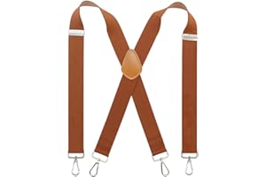 Cedrainy Suspenders For Men 1.4 Inch X Back Wide Suspender Heavy Duty Swivel Belt Loops With 4 Snap Hooks
