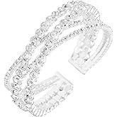 Wovanoo Rhinestone Bracelet for Women MultiLayer Crystal Cuff Bracelet Strand Layered Bracelet