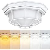 10.5” White LED Close to Ceiling Light for Basement Garage Light Octagonal White Mid-Century Modern Overhead Lights LED 2700K